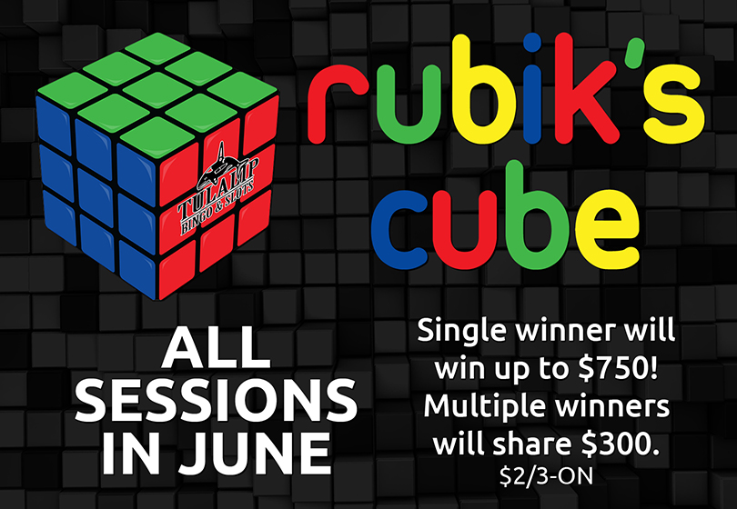 Single winner will choose one Rubik’s Cube to win up to $750 at Tulalip Bingo & Slots!