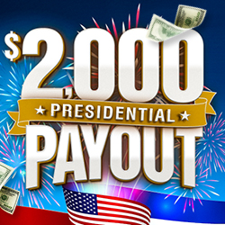 Tulalip Bingo $2,000 Presidential Payout Drawings Mondas in February prior to every half-time.  Two lucky winners will be drawn prior to every half-time session to select a president and win cash prizes up to $500. 