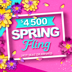 Tulalip Bingo promotion - $4,500 Spring Fling Hot Seat Drawings, Tuesdays and Fridays in March. Two winners will be drawn at each half-time session to choose a spring flower to reveal cash up to $500!