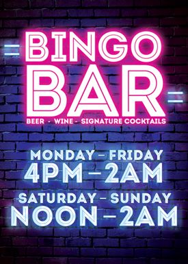 Tulalip Bingo Bar Beer - Wine - Signature Cocktails -- Welcome to the Bingo Bar, 15 minutes North of Everett.