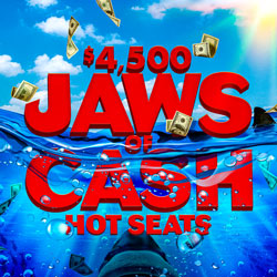 Bite into your share of up to $500 cash on Tuesdays and Fridays in July during our $4,500 Jaws of Cash Hot Seat Drawings at Tulalip Bingo & Slots!