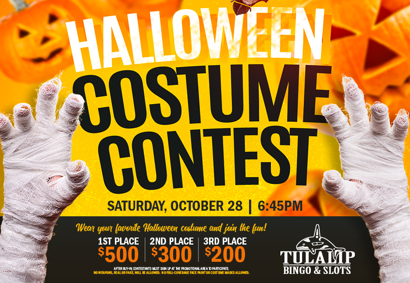 Dress up in your Halloween costume and join in the fun! Win up to $500 for the best costume! 